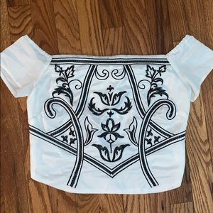 Mustard Seed Embroidered Crop Top